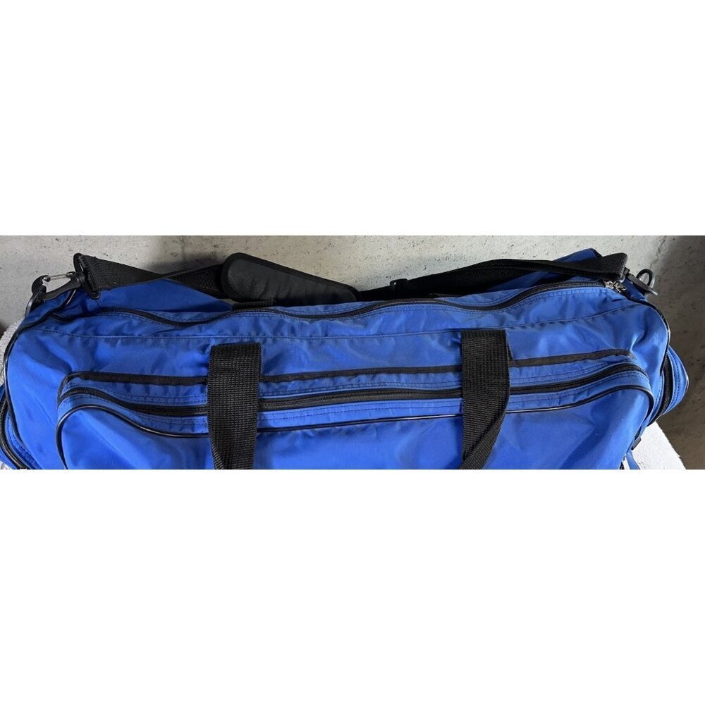 Vintage XL 90s Blue Nike Travel Duffle Gym Bag Embroidered Swoosh Logo Nylon - Picture 5 of 16